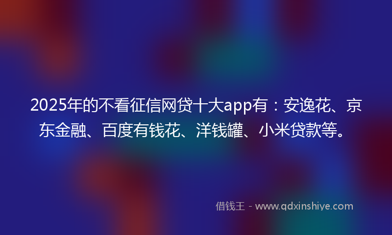 2025年的不看征信网贷十大app有：安逸花、京东金融、百度有钱花、洋钱罐、小米贷款等。