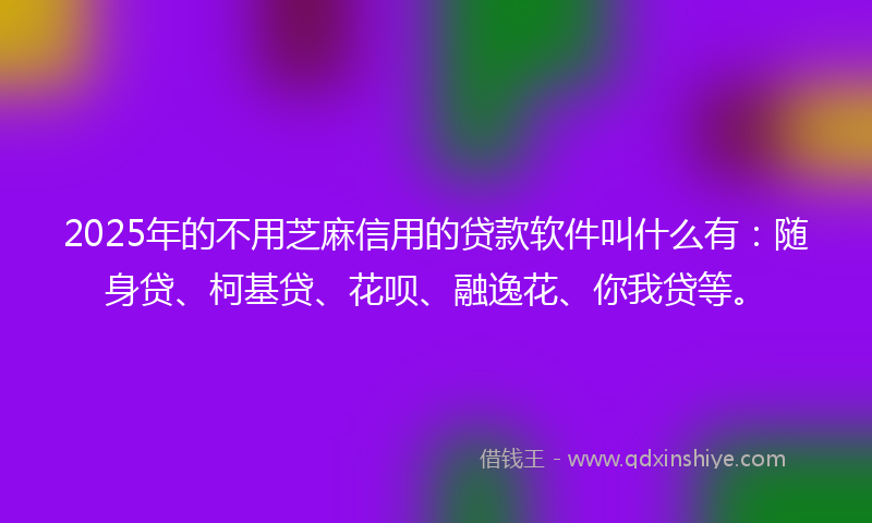 2025年的不用芝麻信用的贷款软件叫什么有：随身贷、柯基贷、花呗、融逸花、你我贷等。