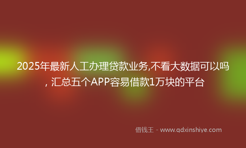 2025年最新人工办理贷款业务,不看大数据可以吗，汇总五个APP容易借款1万块的平台