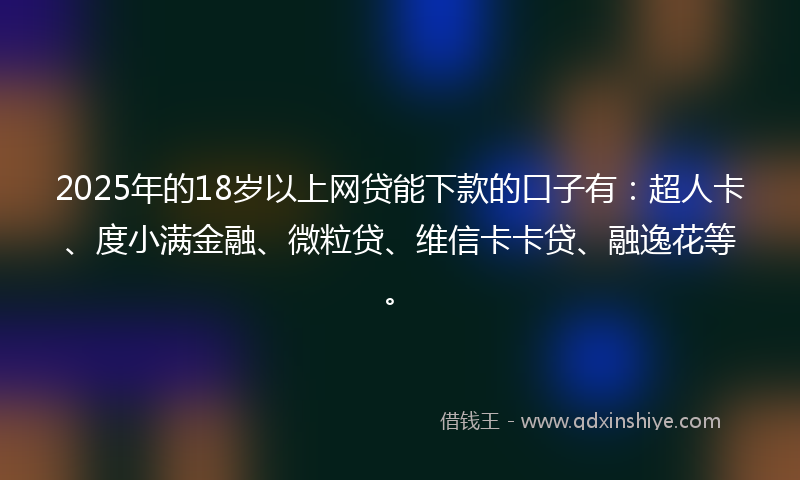 2025年的18岁以上网贷能下款的口子有：超人卡、度小满金融、微粒贷、维信卡卡贷、融逸花等。