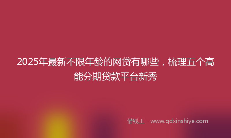 2025年最新不限年龄的网贷有哪些，梳理五个高能分期贷款平台新秀