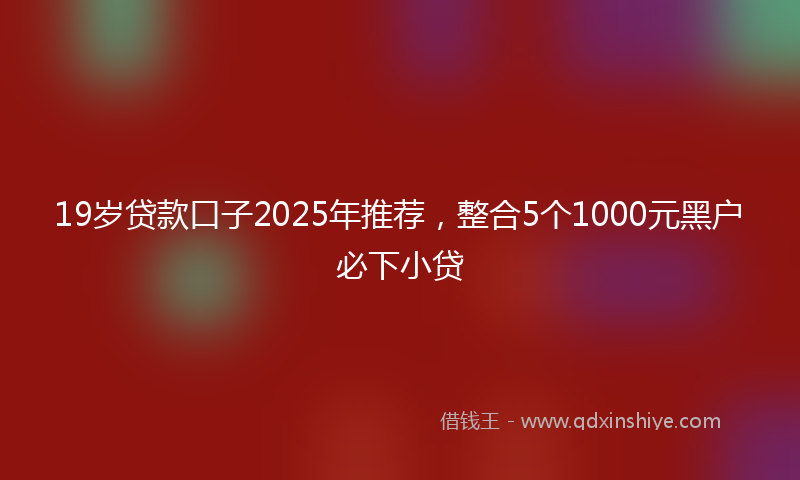 19岁贷款口子2025年推荐，整合5个1000元黑户必下小贷