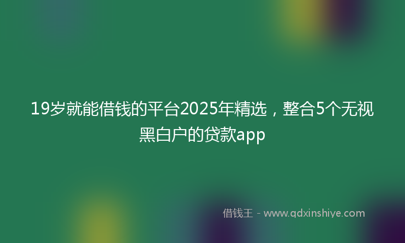 19岁就能借钱的平台2025年精选，整合5个无视黑白户的贷款app