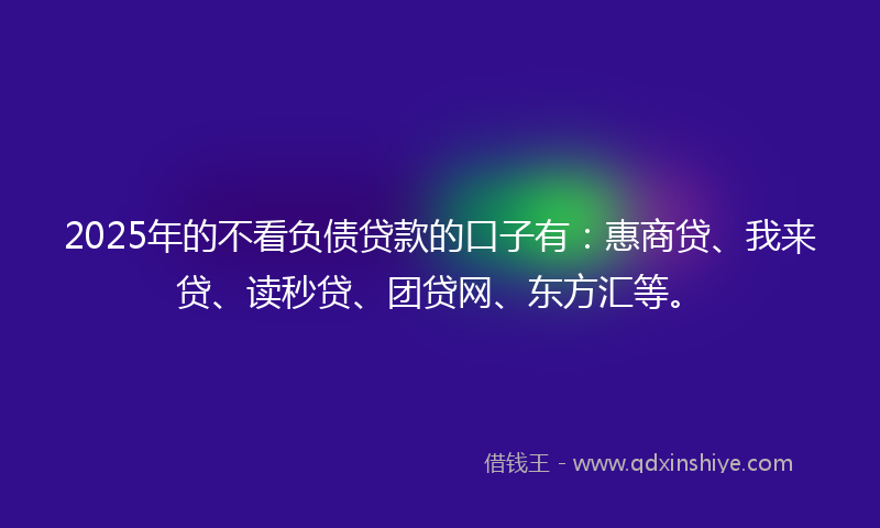 2025年的不看负债贷款的口子有：惠商贷、我来贷、读秒贷、团贷网、东方汇等。
