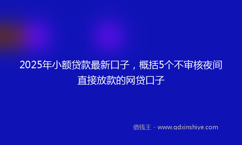 2025年小额贷款最新口子，概括5个不审核夜间直接放款的网贷口子
