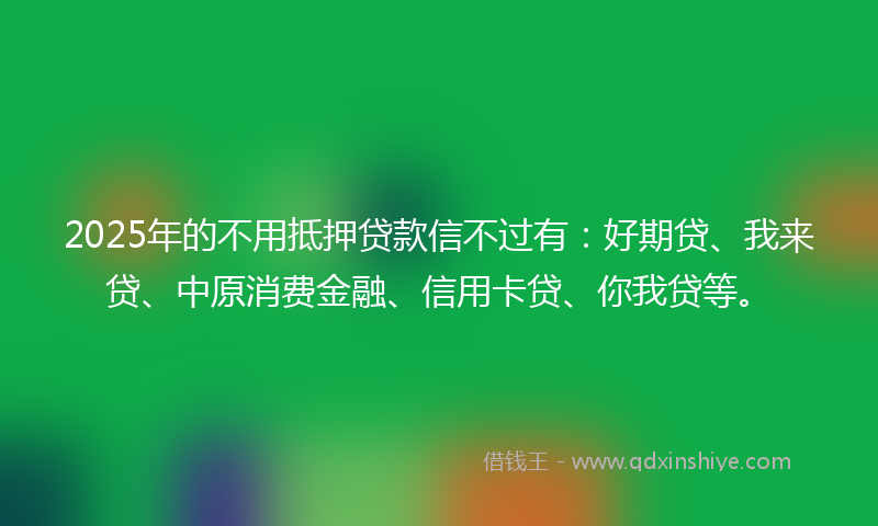2025年的不用抵押贷款信不过有：好期贷、我来贷、中原消费金融、信用卡贷、你我贷等。