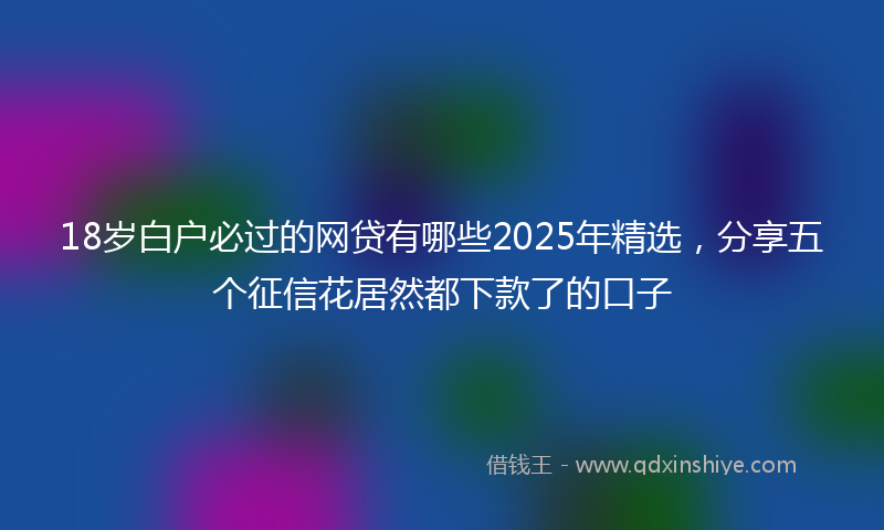 18岁白户必过的网贷有哪些2025年精选，分享五个征信花居然都下款了的口子