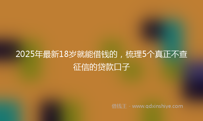 2025年最新18岁就能借钱的，梳理5个真正不查征信的贷款口子