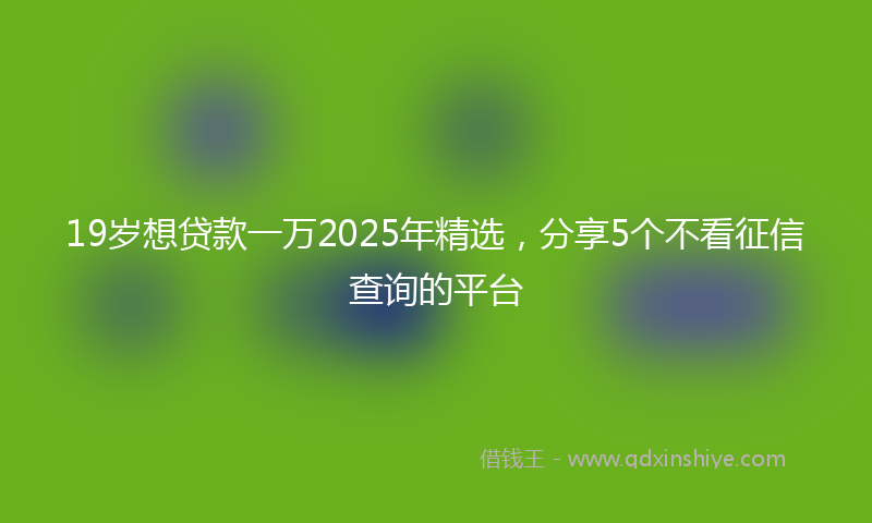 19岁想贷款一万2025年精选，分享5个不看征信查询的平台
