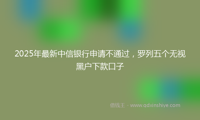 2025年最新中信银行申请不通过，罗列五个无视黑户下款口子