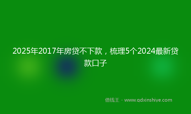 2025年2017年房贷不下款，梳理5个2024最新贷款口子