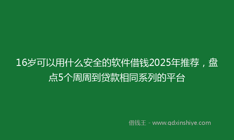 16岁可以用什么安全的软件借钱2025年推荐，盘点5个周周到贷款相同系列的平台