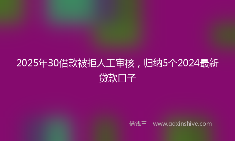 2025年30借款被拒人工审核，归纳5个2024最新贷款口子