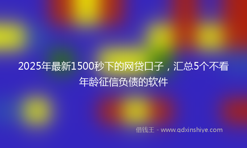 2025年最新1500秒下的网贷口子，汇总5个不看年龄征信负债的软件