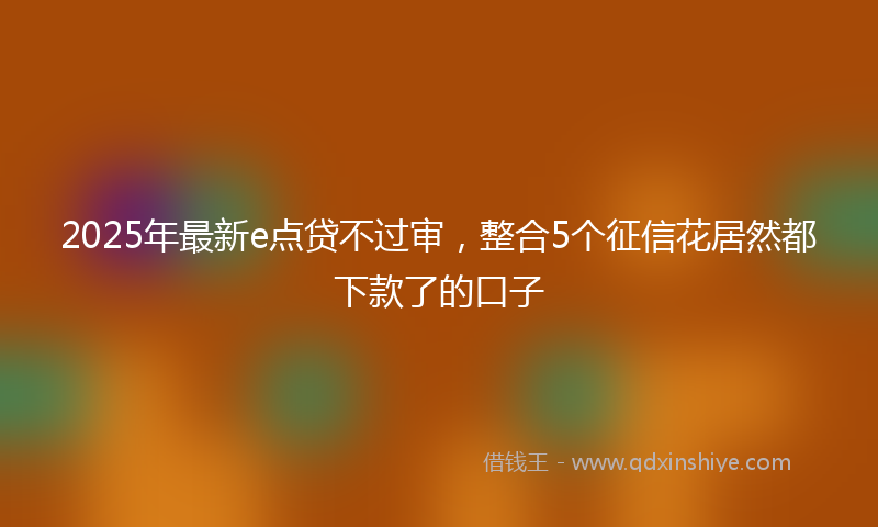 2025年最新e点贷不过审，整合5个征信花居然都下款了的口子