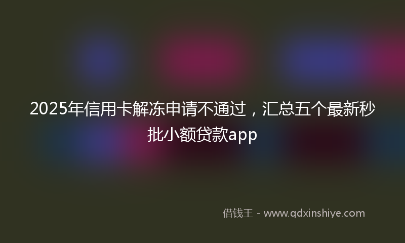 2025年信用卡解冻申请不通过，汇总五个最新秒批小额贷款app