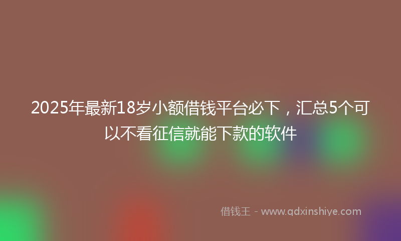 2025年最新18岁小额借钱平台必下，汇总5个可以不看征信就能下款的软件