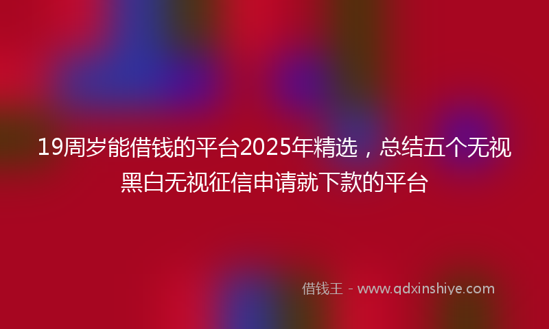 19周岁能借钱的平台2025年精选，总结五个无视黑白无视征信申请就下款的平台