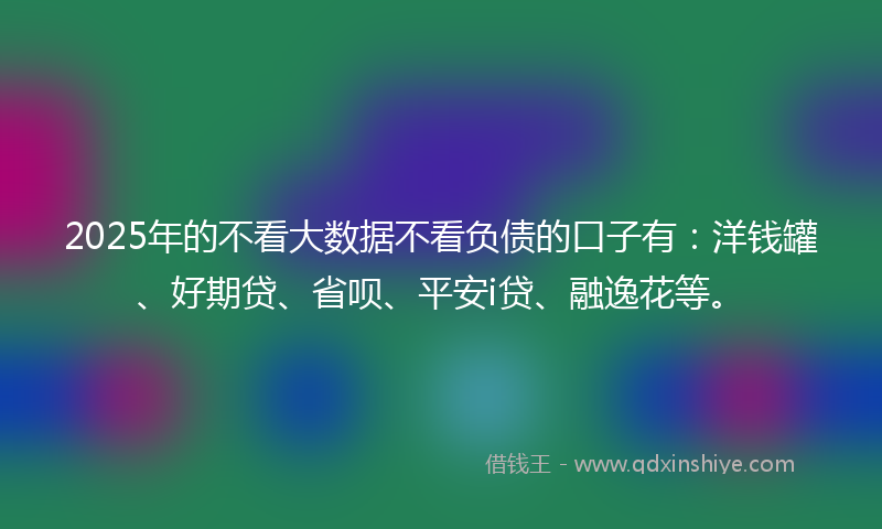 2025年的不看大数据不看负债的口子有：洋钱罐、好期贷、省呗、平安i贷、融逸花等。