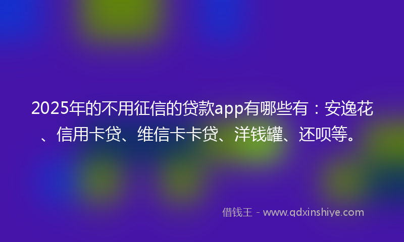 2025年的不用征信的贷款app有哪些有：安逸花、信用卡贷、维信卡卡贷、洋钱罐、还呗等。