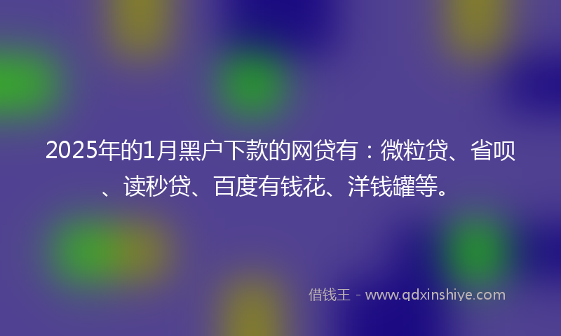 2025年的1月黑户下款的网贷有：微粒贷、省呗、读秒贷、百度有钱花、洋钱罐等。
