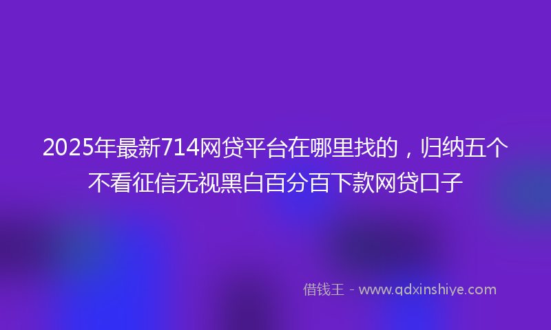 2025年最新714网贷平台在哪里找的，归纳五个不看征信无视黑白百分百下款网贷口子