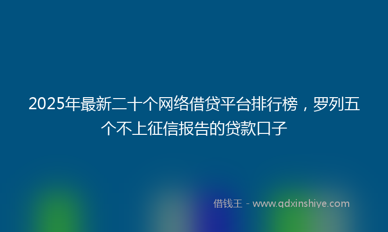 2025年最新二十个网络借贷平台排行榜，罗列五个不上征信报告的贷款口子