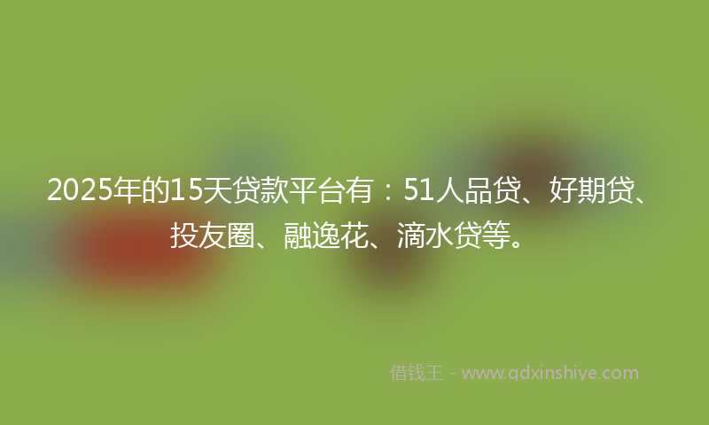 2025年的15天贷款平台有：51人品贷、好期贷、投友圈、融逸花、滴水贷等。