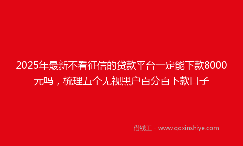 2025年最新不看征信的贷款平台一定能下款8000元吗，梳理五个无视黑户百分百下款口子