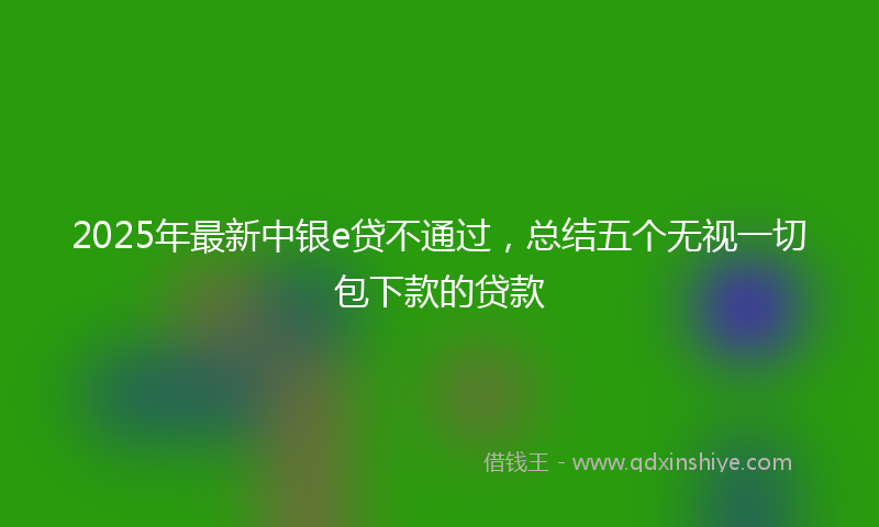 2025年最新中银e贷不通过，总结五个无视一切包下款的贷款