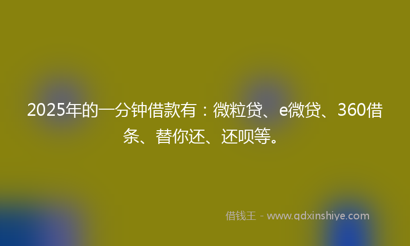 2025年的一分钟借款有：微粒贷、e微贷、360借条、替你还、还呗等。