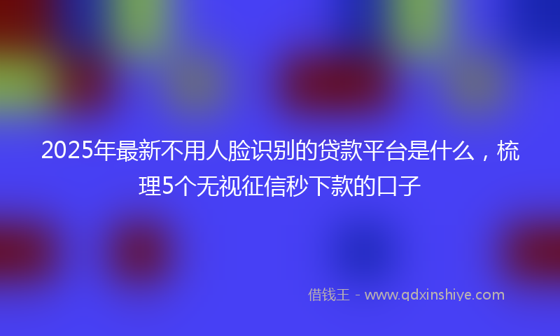 2025年最新不用人脸识别的贷款平台是什么，梳理5个无视征信秒下款的口子