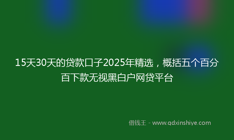 15天30天的贷款口子2025年精选，概括五个百分百下款无视黑白户网贷平台