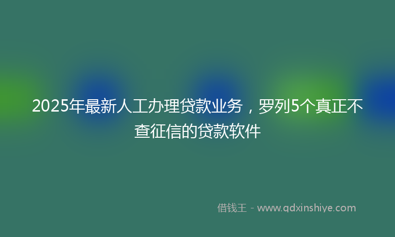 2025年最新人工办理贷款业务，罗列5个真正不查征信的贷款软件