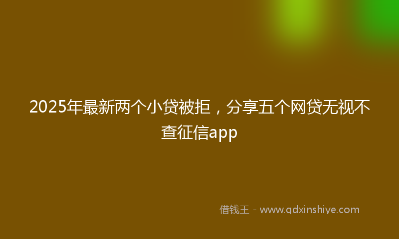 2025年最新两个小贷被拒，分享五个网贷无视不查征信app