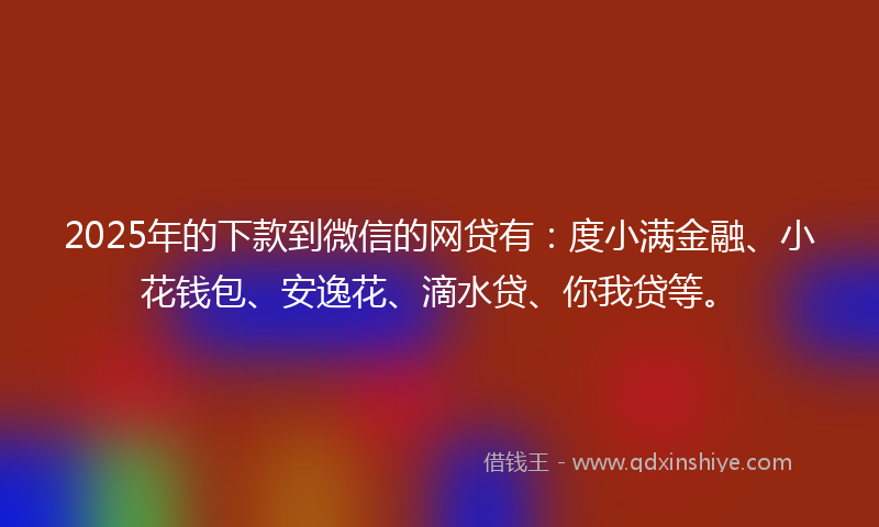 2025年的下款到微信的网贷有：度小满金融、小花钱包、安逸花、滴水贷、你我贷等。