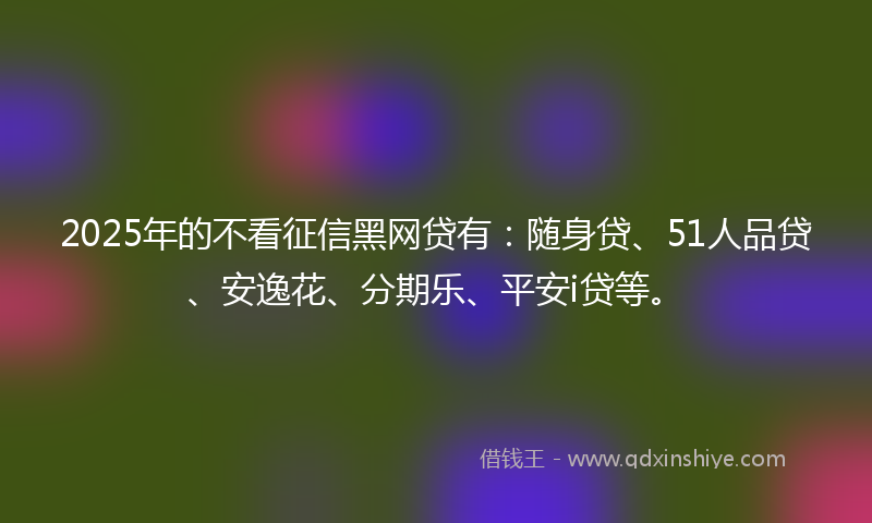 2025年的不看征信黑网贷有：随身贷、51人品贷、安逸花、分期乐、平安i贷等。