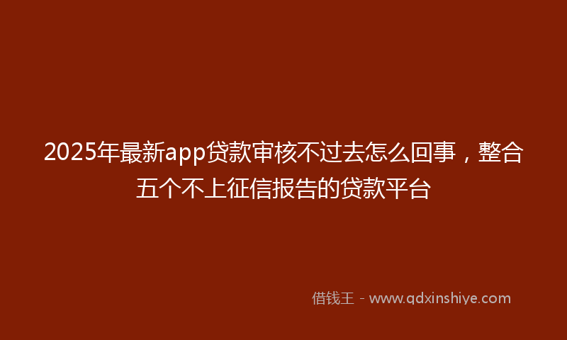 2025年最新app贷款审核不过去怎么回事，整合五个不上征信报告的贷款平台