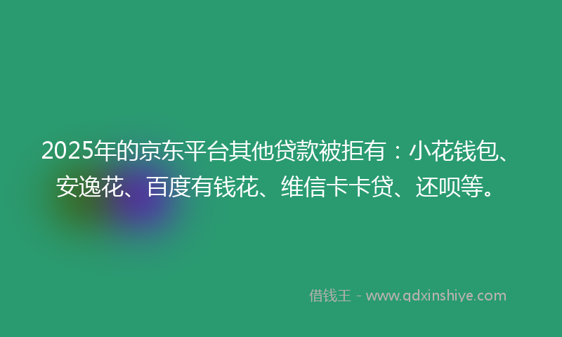 2025年的京东平台其他贷款被拒有：小花钱包、安逸花、百度有钱花、维信卡卡贷、还呗等。