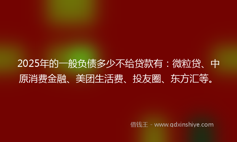 2025年的一般负债多少不给贷款有：微粒贷、中原消费金融、美团生活费、投友圈、东方汇等。