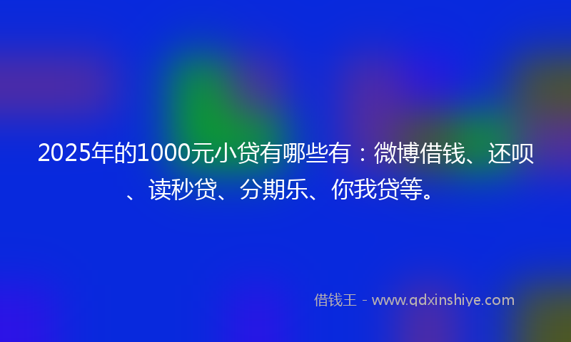 2025年的1000元小贷有哪些有：微博借钱、还呗、读秒贷、分期乐、你我贷等。