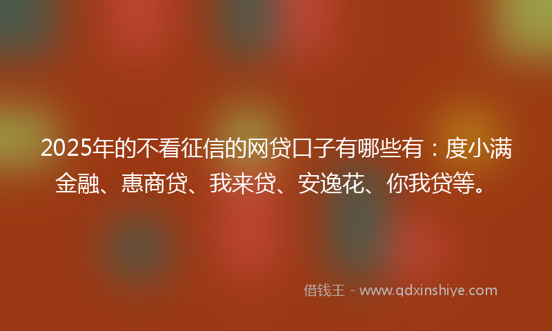 2025年的不看征信的网贷口子有哪些有：度小满金融、惠商贷、我来贷、安逸花、你我贷等。
