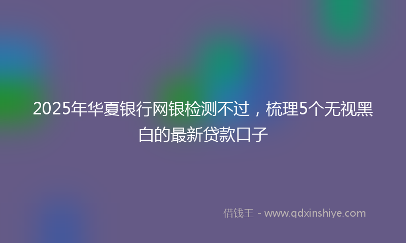 2025年华夏银行网银检测不过，梳理5个无视黑白的最新贷款口子