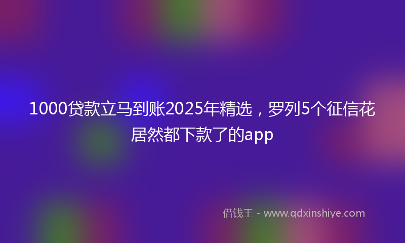 1000贷款立马到账2025年精选，罗列5个征信花居然都下款了的app