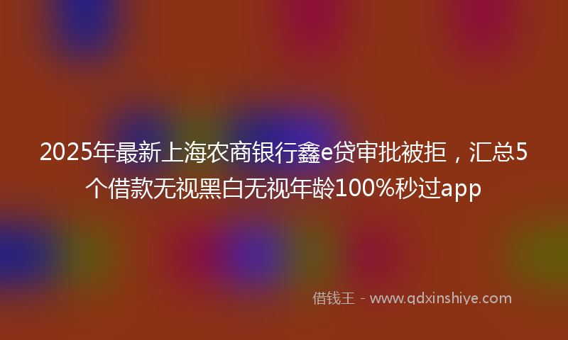 2025年最新上海农商银行鑫e贷审批被拒，汇总5个借款无视黑白无视年龄100%秒过app