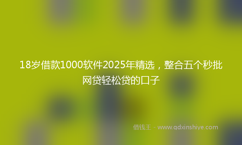 18岁借款1000软件2025年精选，整合五个秒批网贷轻松贷的口子