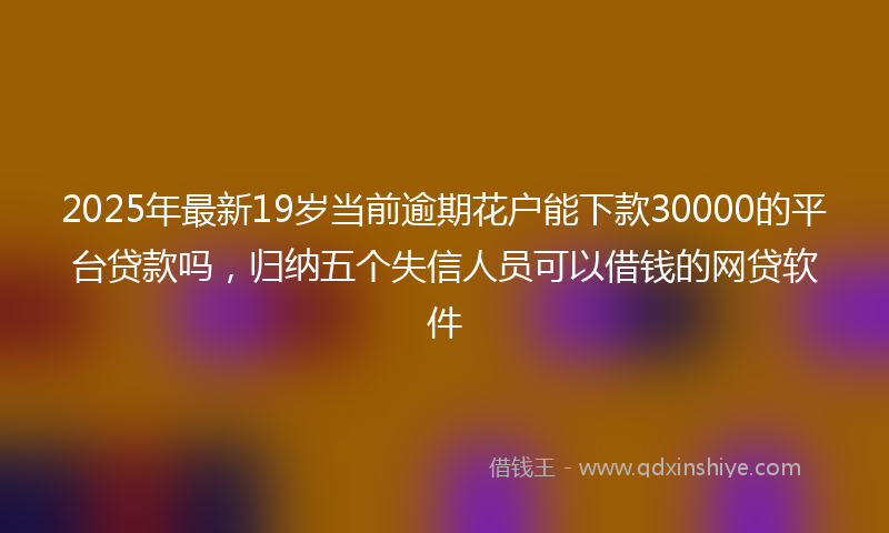 2025年最新19岁当前逾期花户能下款30000的平台贷款吗，归纳五个失信人员可以借钱的网贷软件