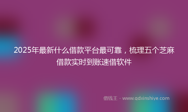 2025年最新什么借款平台最可靠，梳理五个芝麻借款实时到账速借软件