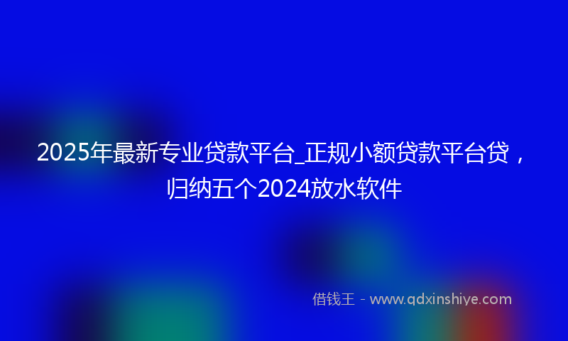 2025年最新专业贷款平台_正规小额贷款平台贷，归纳五个2024放水软件