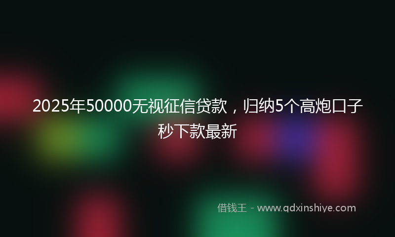 2025年50000无视征信贷款，归纳5个高炮口子秒下款最新